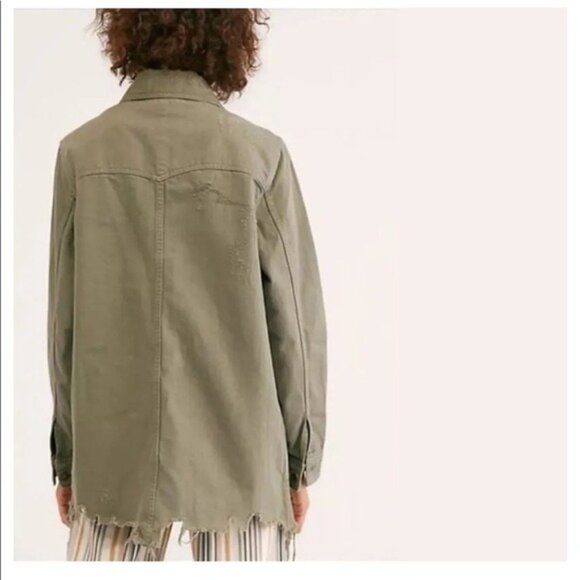 Free People | Distressed Military Utility Jacket | Olive Green | Small - Picture 12 of 14